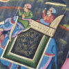 Pintura Rajasthani em seda design de grupo de viajantes com elefantes e cavalos