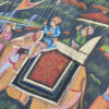 Pintura Rajasthani em seda design de grupo de viajantes com elefantes e cavalos