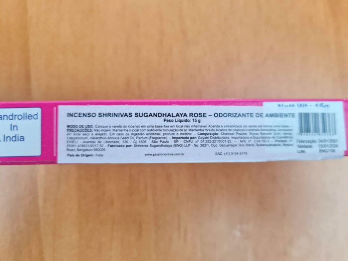 Incensos da Satya Natural aroma Rose