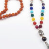 Japamala de sementes de Rudraksha 6mm com os 7 chakras tassel longo