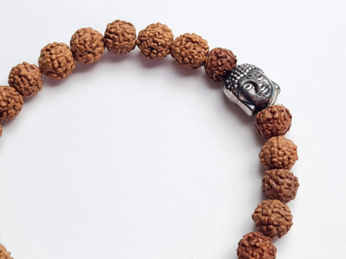 Pulseira de sementes de Rudraksha semente de 6mm com berloque Buda