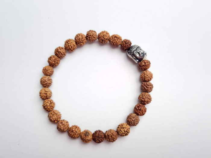Pulseira de sementes de Rudraksha semente de 6mm com berloque Buda
