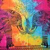 Colcha indiana com árvore da vida e elefantes estilizados super color