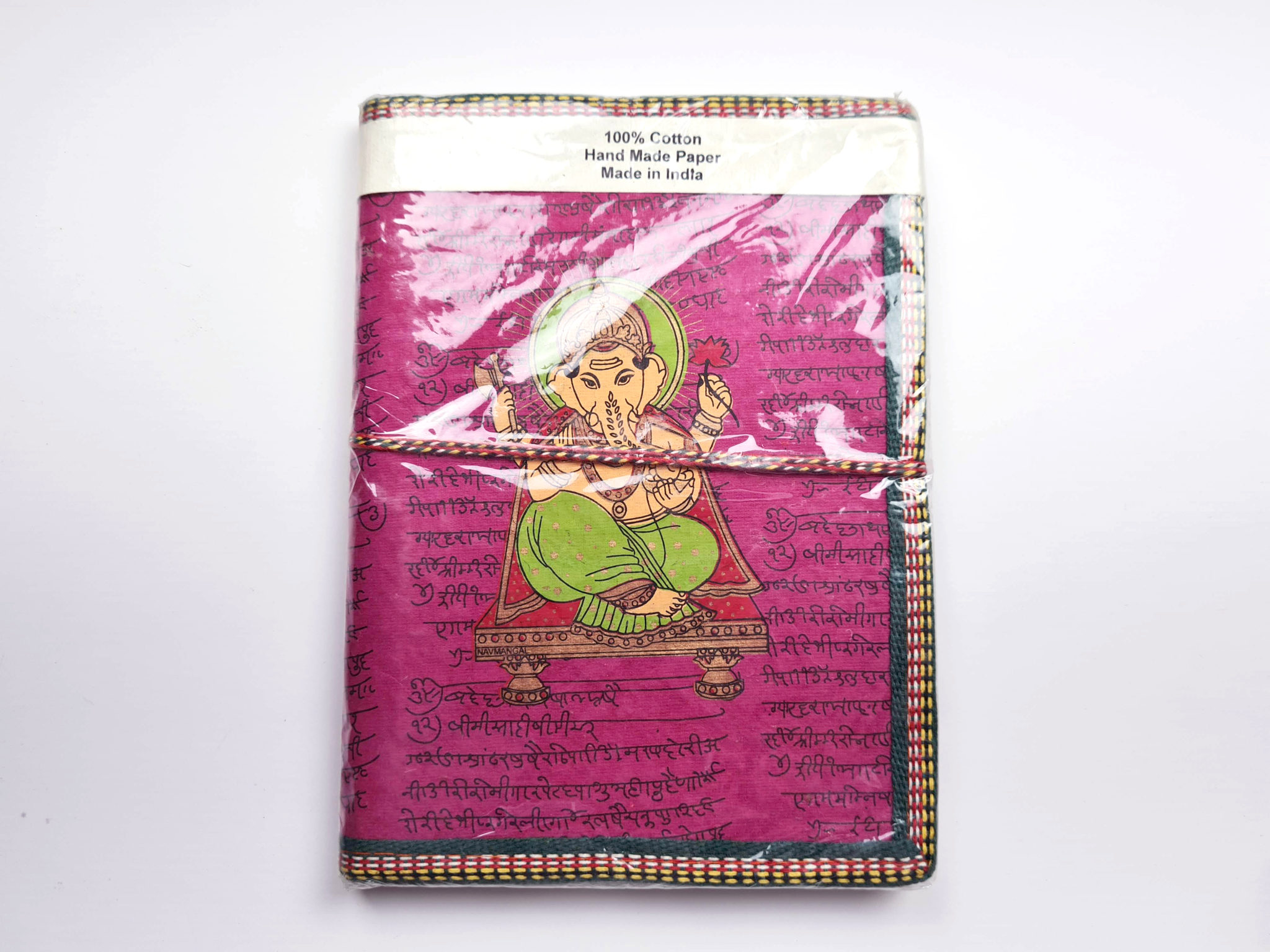 caderno indiano artesanal de Ganesha rosa