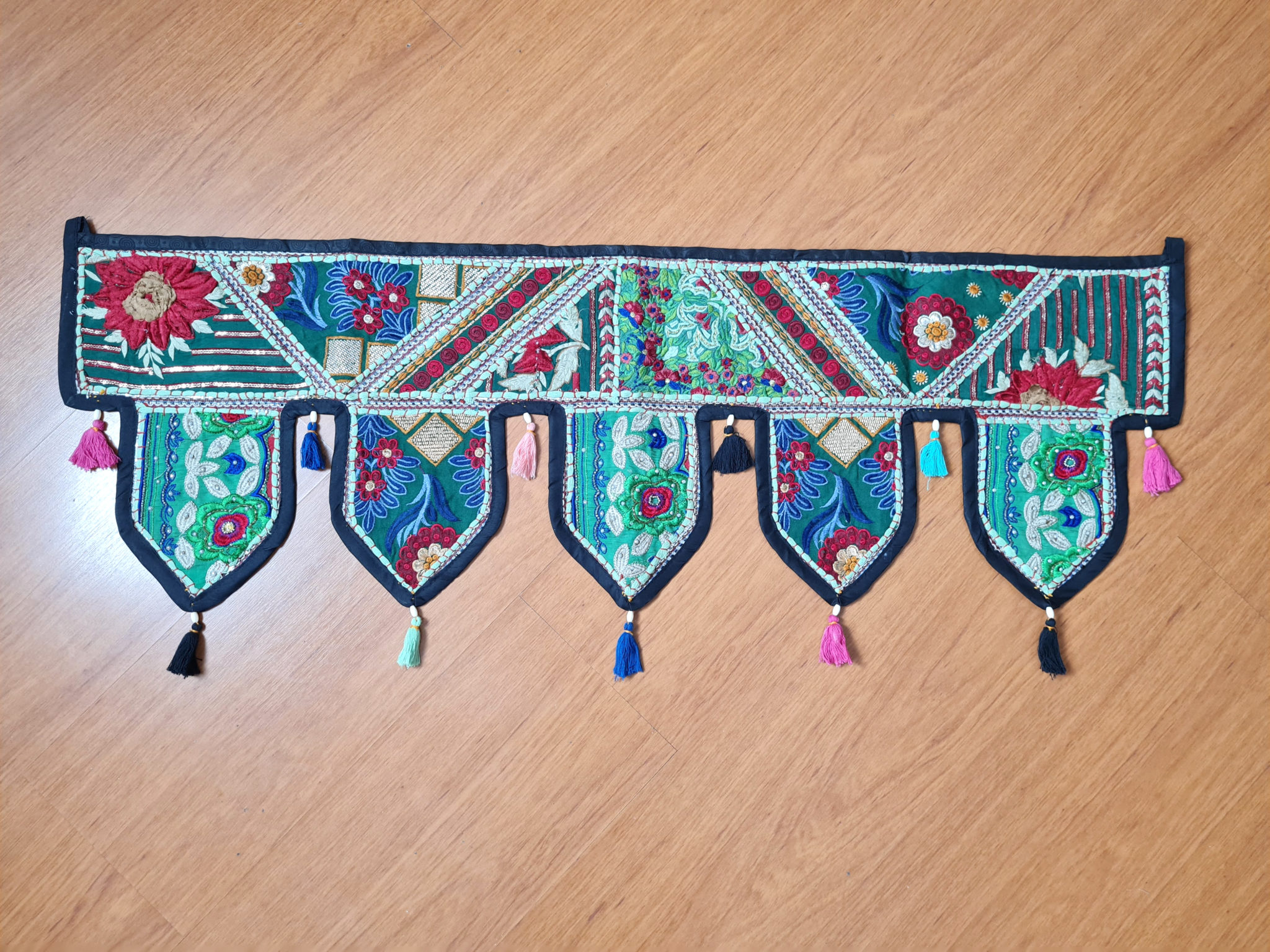 toran de porta indiano patchwork com 5 pontas