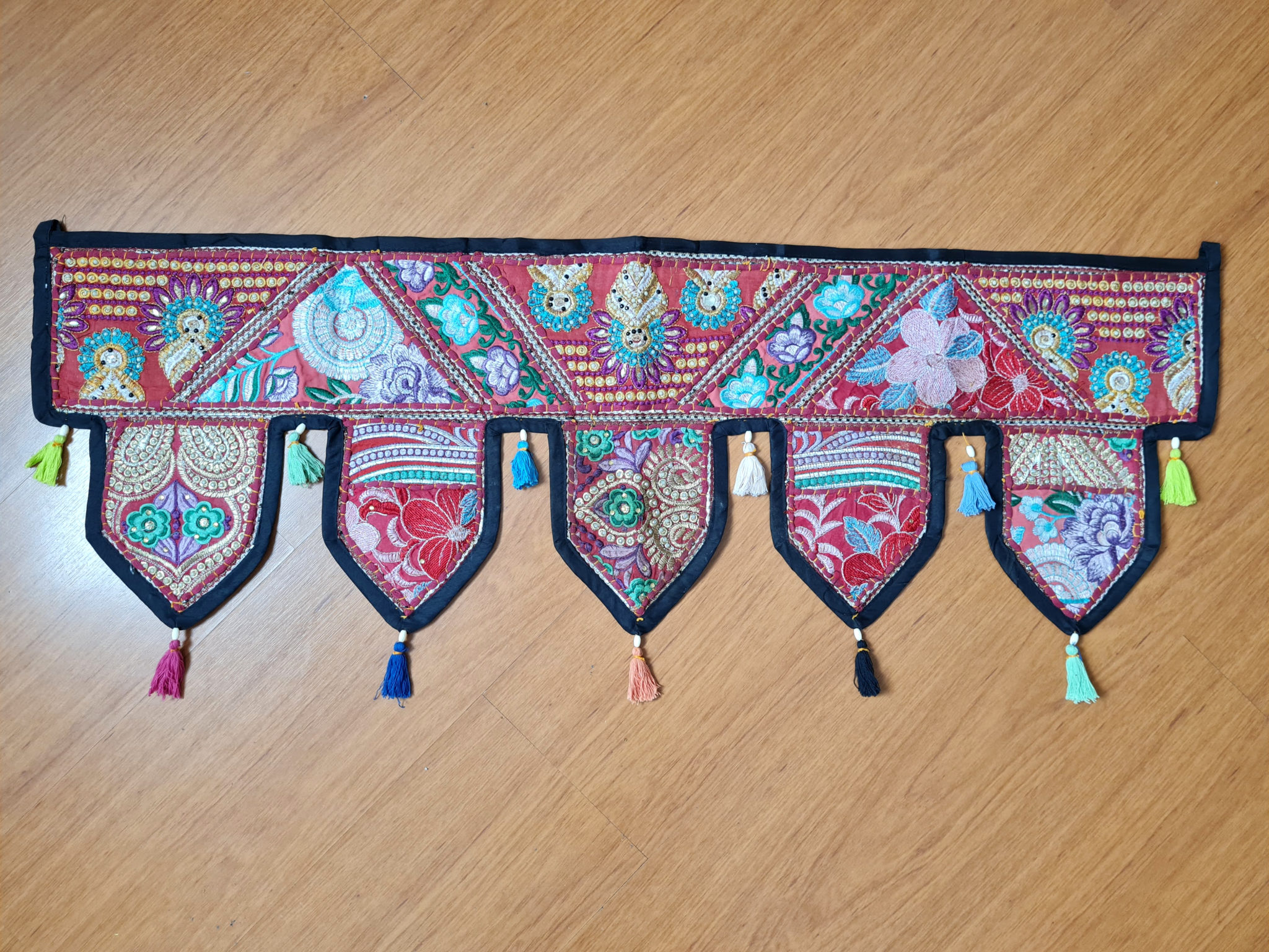 toran de porta indiano patchwork com 5 pontas