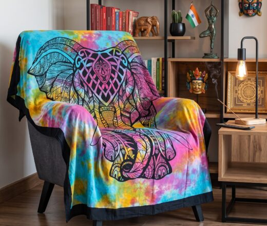 Colcha indiana com elefante hindu grande super color 2,10m
