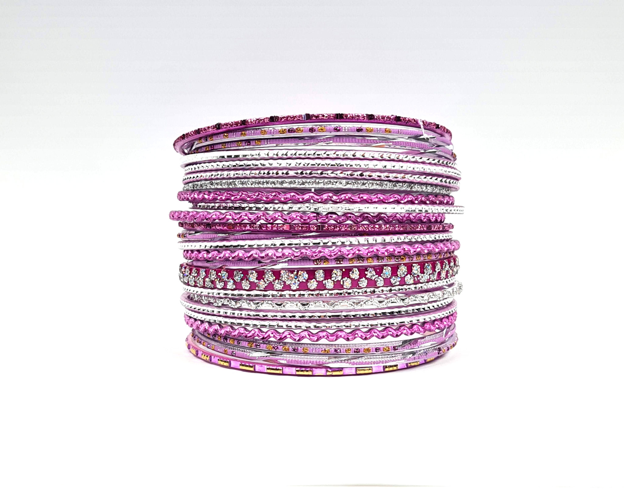 Conjunto de pulseiras indianas, rosa, 24 peças