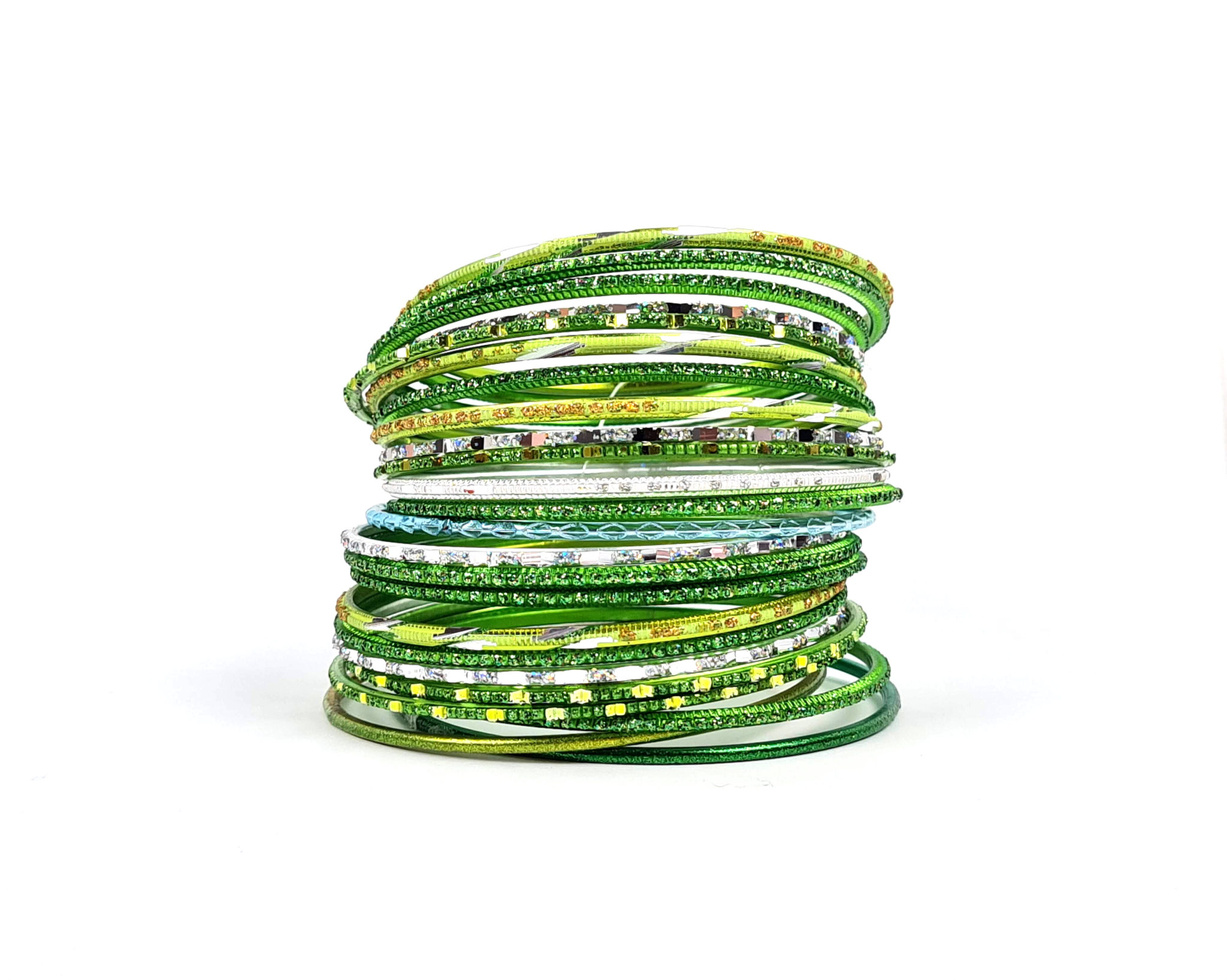 Conjunto de pulseiras indianas, verde, 24 peças