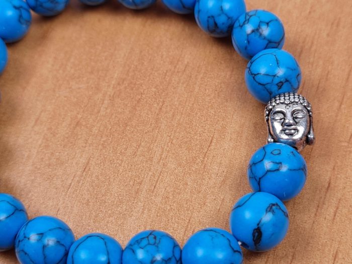 Pulseira indiana de pedras naturais e berloque de Buda Turquesa