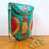 bolsa indiana de metal mosaico de pedras Turquesa