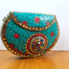 bolsa indiana de metal mosaico de pedras turquesa