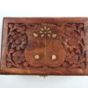 Caixa indiana de madeira com florais em bronze 15cm II