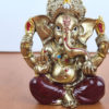 Estátua mini do Deus Ganesha dourado e vinho 5cm
