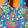 Bolsa indiana maxi de tecido com estampa de elefante e florais Azul