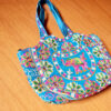 Bolsa indiana maxi de tecido com estampa de elefante e florais Azul
