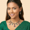 Gemini_Generated_Image_9v0fs49v0fs49v0f Conjunto de colar e brincos indianos para festa verde e vinho