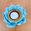 Castiçal de vela Flor de Lótus de porcelana azul