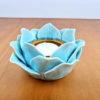 Castiçal de vela Flor de Lótus de porcelana azul