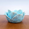 Castiçal de vela Flor de Lótus de porcelana azul