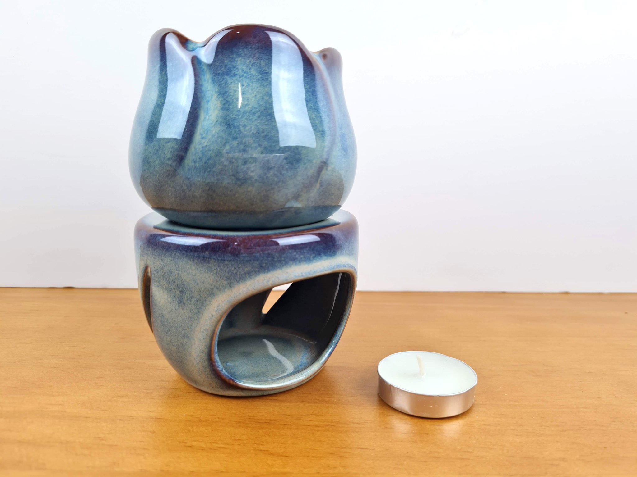 rechaud a vela de porcelana design flor