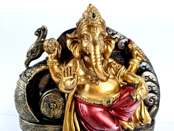 Estátua de Deus Ganesha sentado em Chez Long color 19cm