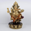 Estátua de Ganesha em pé, resina, 20cm, dourado, fino acabamento