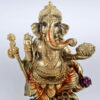 Estátua de Deus Ganesha em pé dourado e color 20cm
