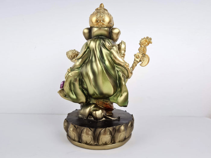 Estátua de Deus Ganesha em pé dourado e color 20cm