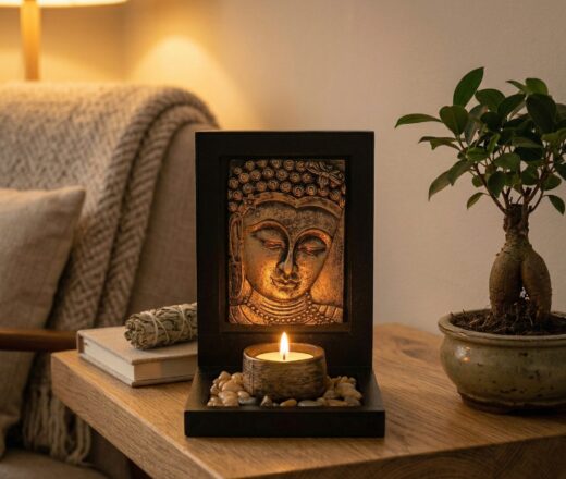 Porta velas de Buda pra iluminar 15cm