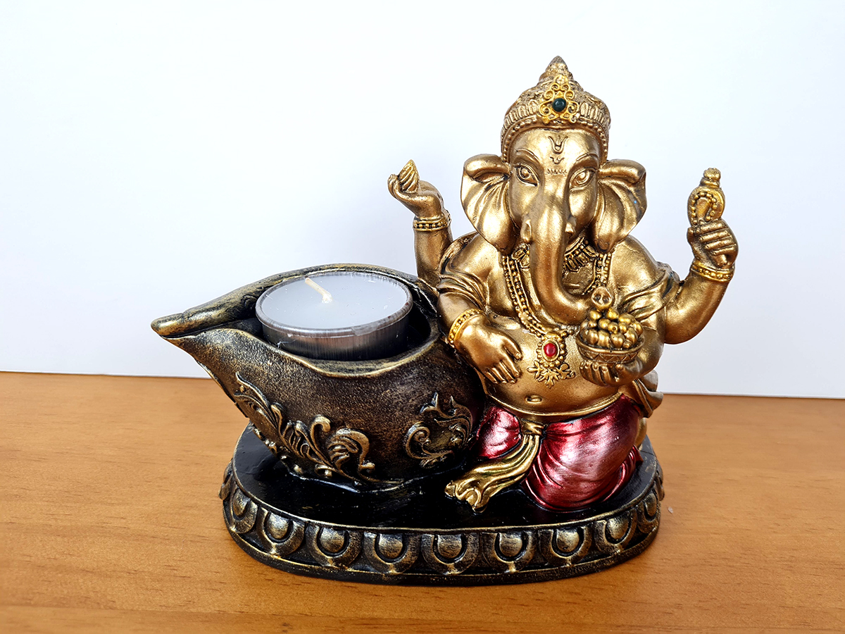 Luminária de Ganesha com velinha 14cm