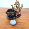 Estátua de Deus Ganesha sentado com vela para iluminar 14cm