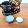 Estátua de Deus Ganesha sentado com vela para iluminar 14cm