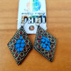 brinco indiano mosaico de pedras turquesa e coral