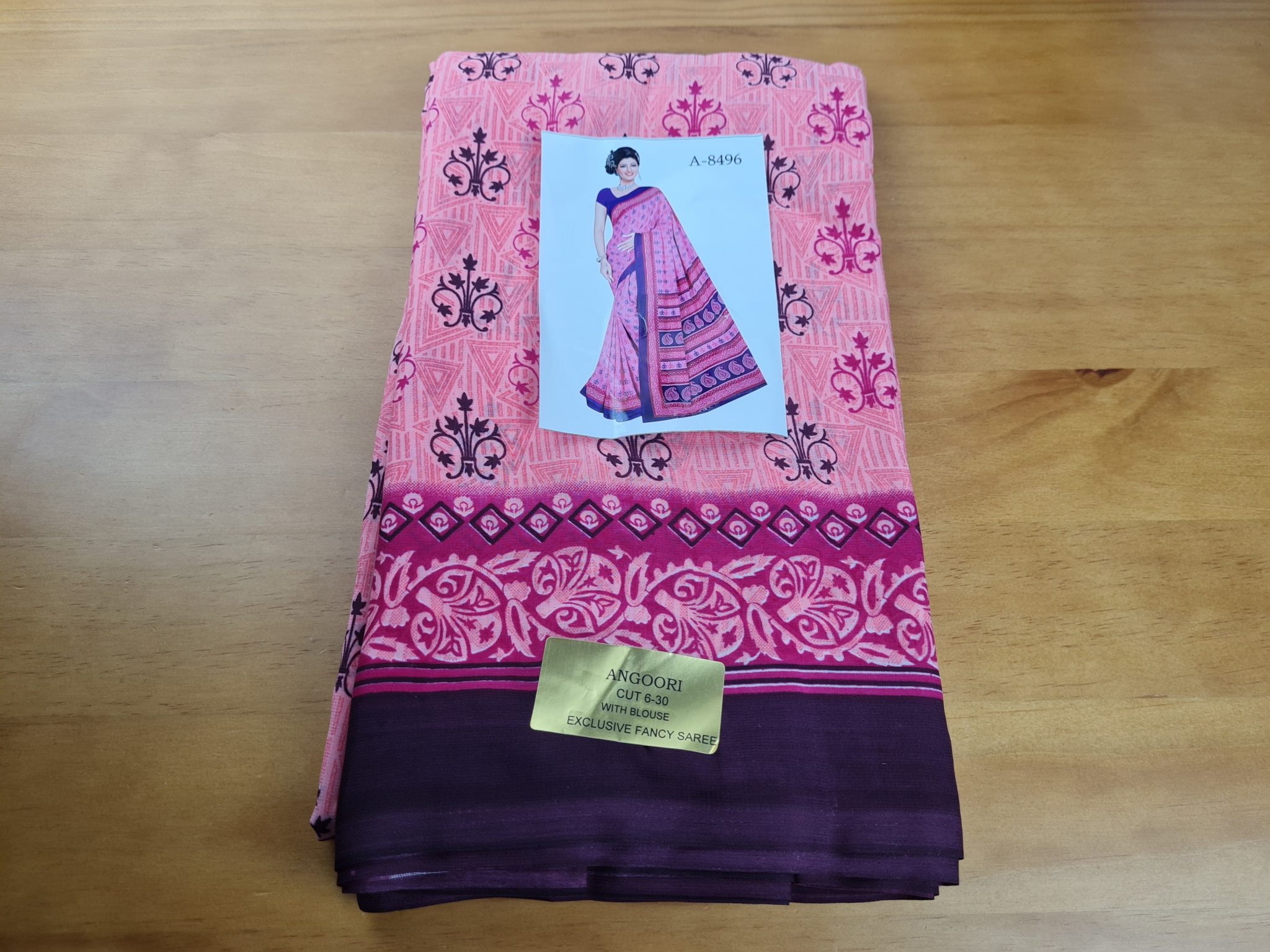 saree indiano de viscose rosa