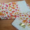 Sari indiano viscose com estampa creme e coral floral