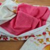 Sari indiano viscose com estampa creme e coral floral