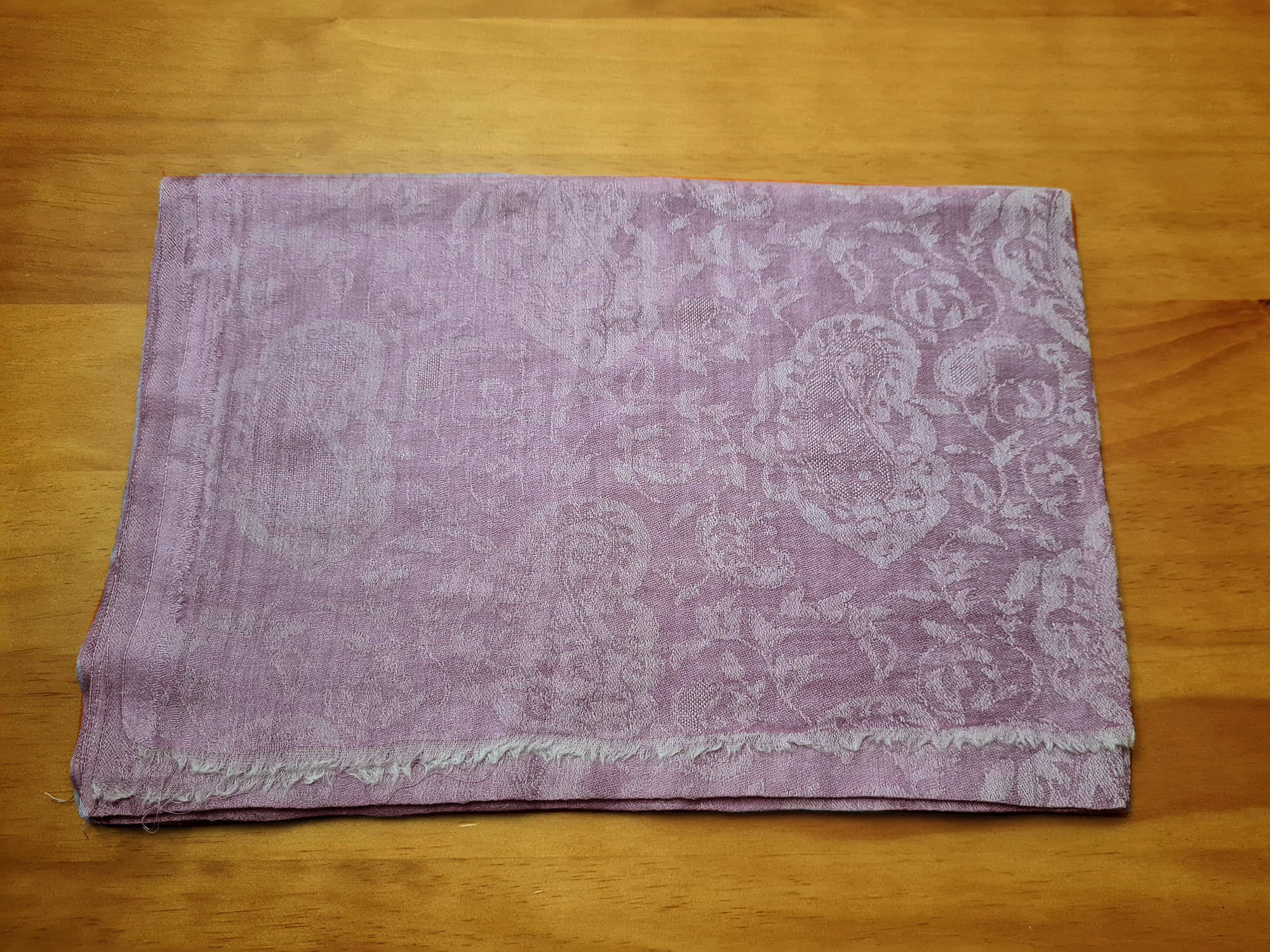 Pashimina indiana original, de cashmere, estampa clássica de paisleys lilás