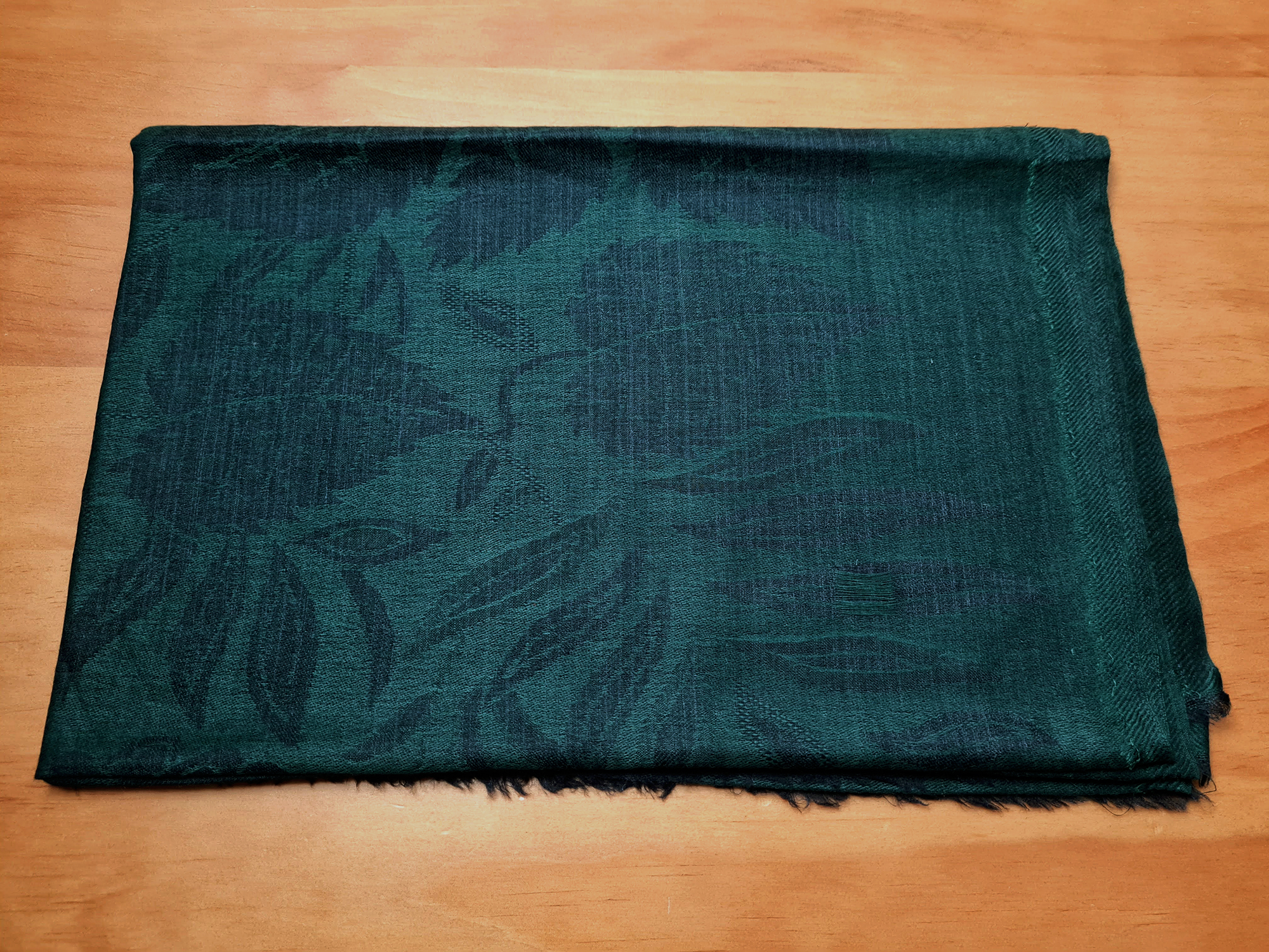 Pashimina indiana original, de cashmere verde floral