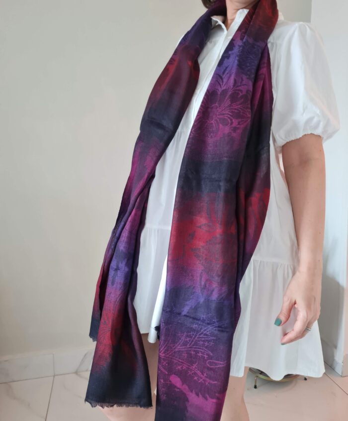 Pashimina indiana de cashmere 4 cores com estampa floral