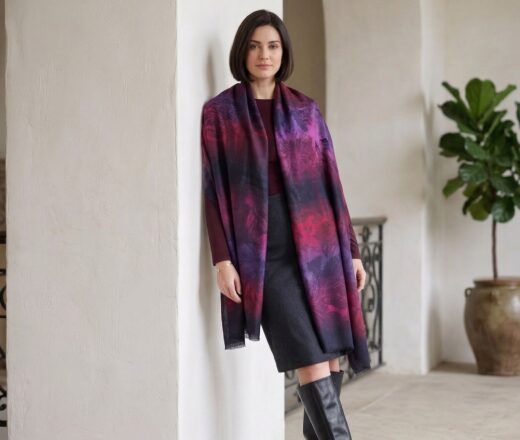 Pashimina indiana de cashmere 4 cores com estampa floral