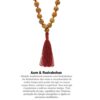 Japamala de sementes de Rudrakshas verdadeiras, 108 contas tassel vermelho