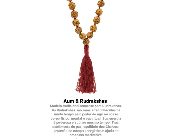 Japamala de sementes de Rudrakshas verdadeiras, 108 contas tassel vermelho