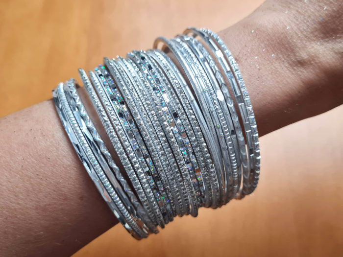 pulseiras indianas 24 peças prateada