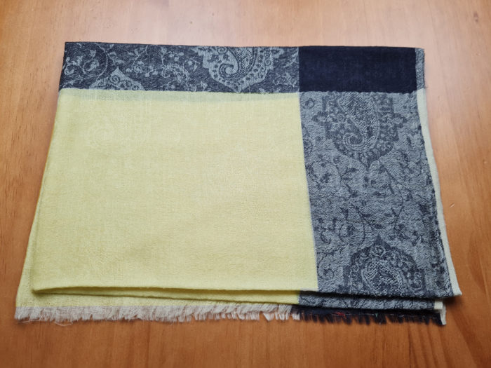 Pashimina indiana de Cashmere amarelo e preto luxo