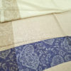 Pashimina indiana de cashmere estampa paisleys creme e azul
