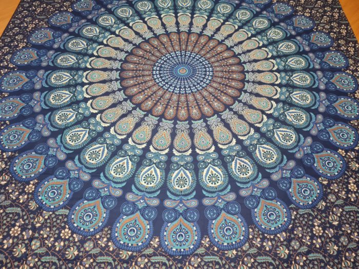 panô de mandala indiano azul e verde