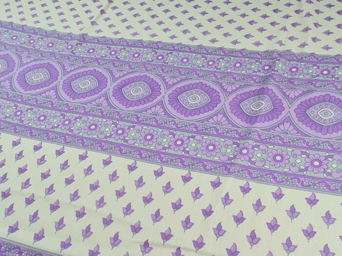 Sari indiano viscose com estampa arabescos e floral lilás