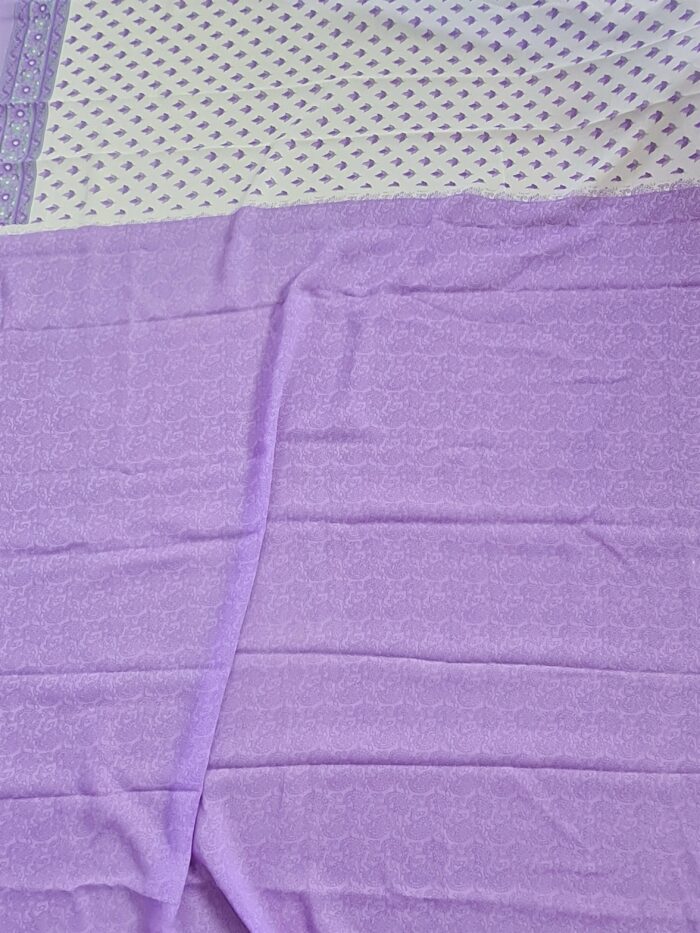 Sari indiano viscose com estampa arabescos e floral lilás