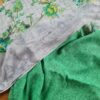 Sari indiano viscose com estampa floral verde e branco